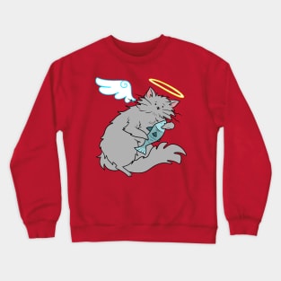 Fluffy Gray Cat Angel Crewneck Sweatshirt